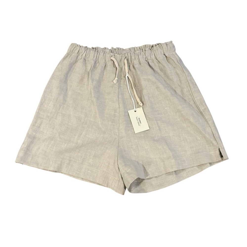 Alex Crane NEW Women's Size Large Beige Linen Drawstring "Bo" 3" Chino‎ Shorts